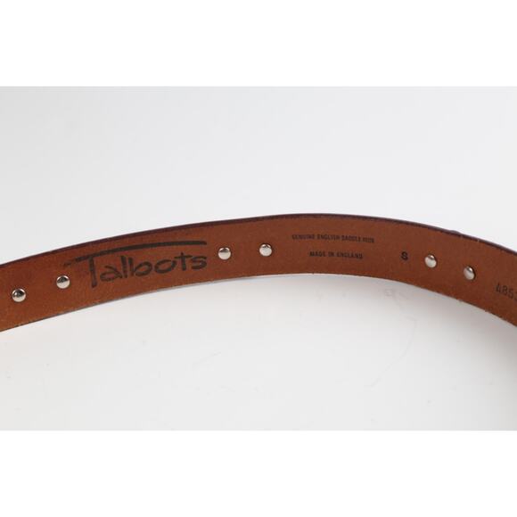 Vintage Talbots Brown Genuine English Saddle Hide Leather Skinny Belt Size S - Picture 9 of 10